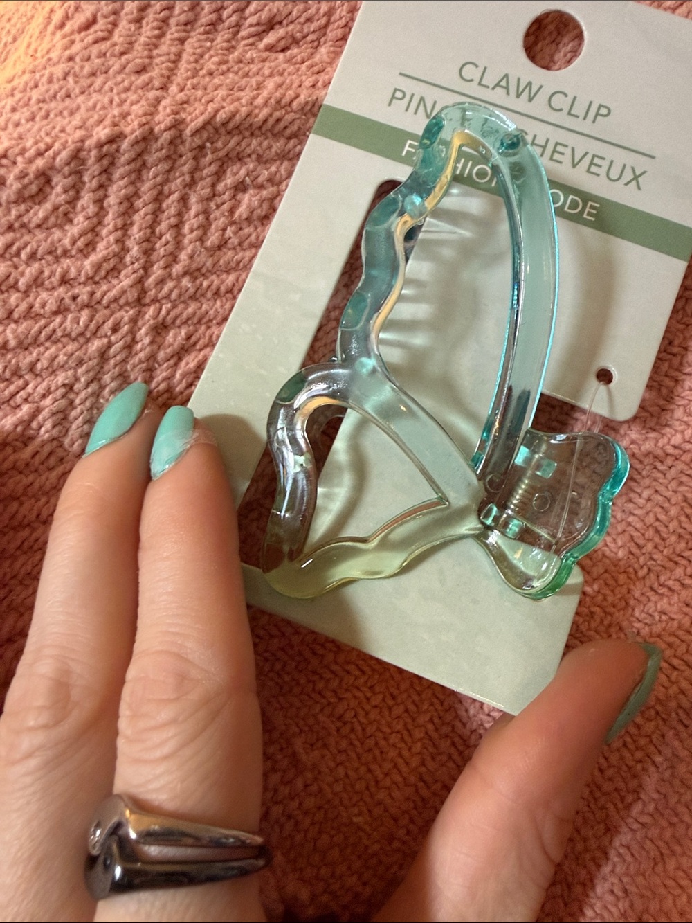 Translucent Aqua Butterfly Claw Clip - Unbranded
